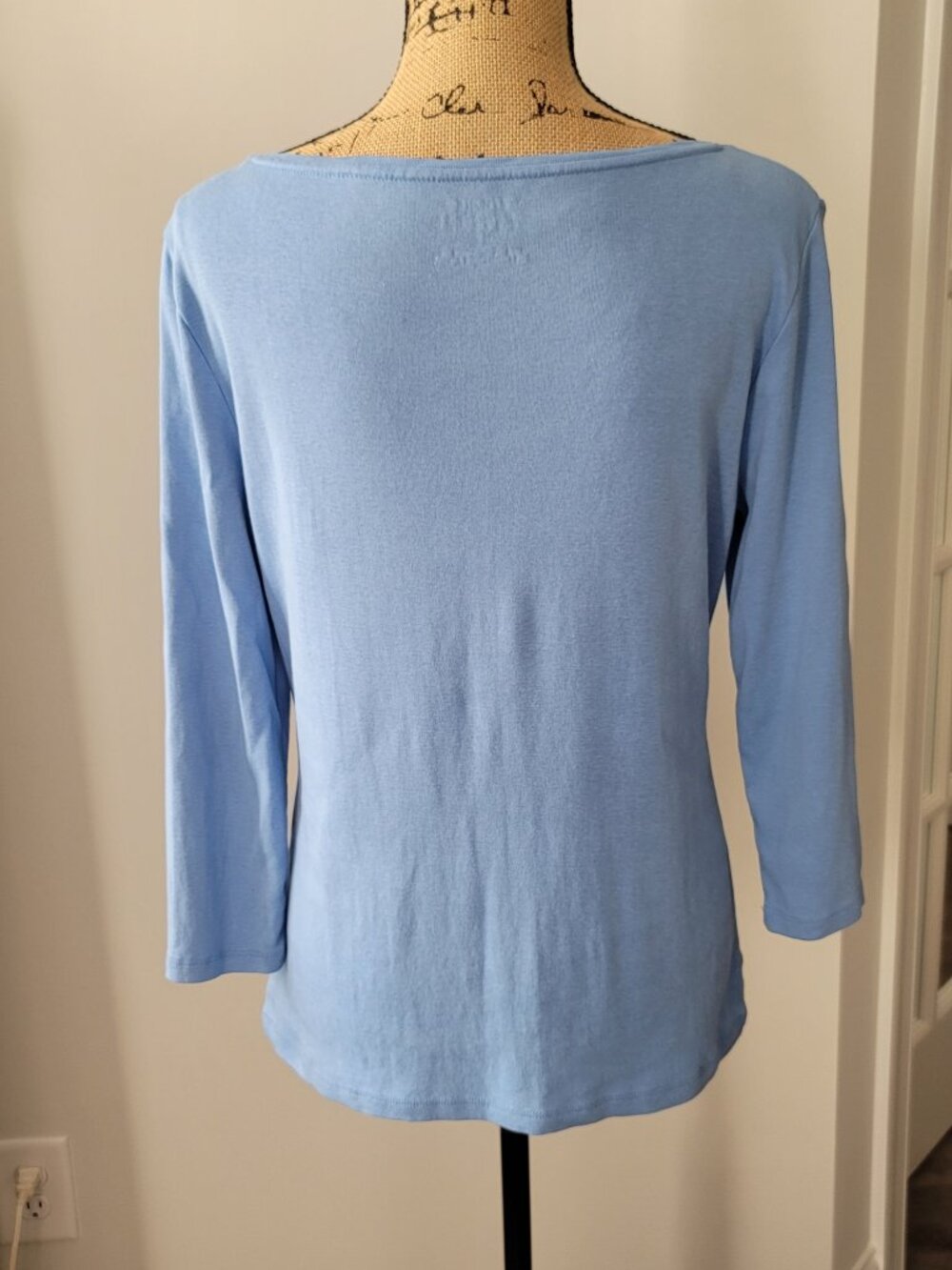 The Talbots Tee  Blue 3/4 Sleeve 100% Pima Cotton Womens Top Size Med - Picture 3 of 10